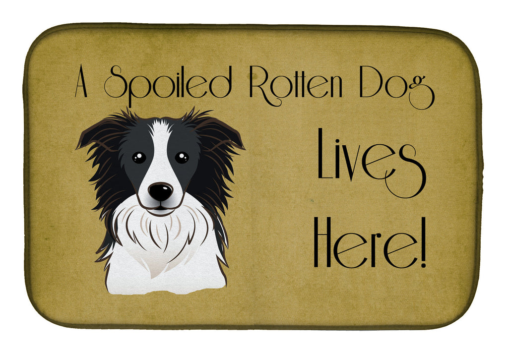 Border Collie Spoiled Dog Lives Here Dish Drying Mat Absorbent Dish Drying Mat Pad for Kitchen Counter Dish Drainer Mat for Countertop, 14 x 21", Multicolor