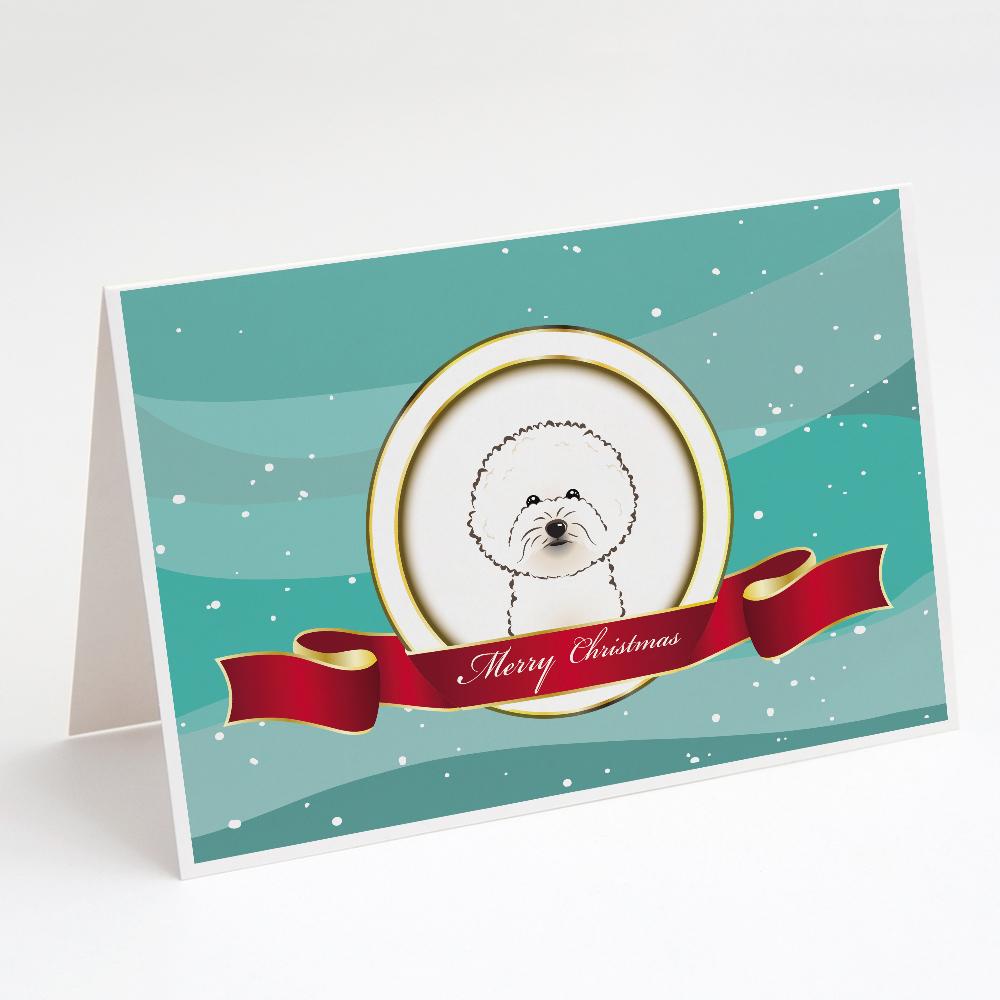 Bichon Frise Merry Christmas Greeting Cards Pack of 8 Blank Cards with Envelopes Whimsical A7 Size 5x7