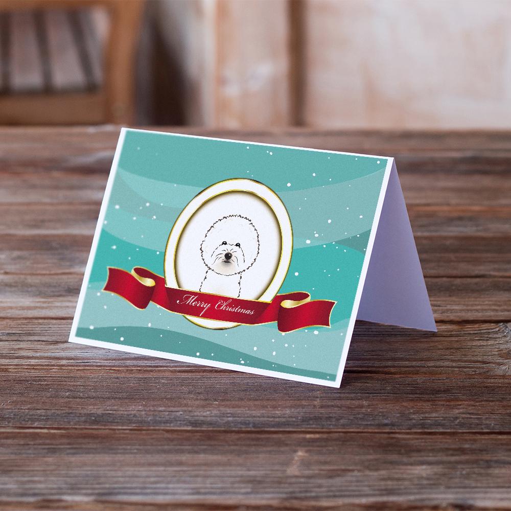 Bichon Frise Merry Christmas Greeting Cards Pack of 8 Blank Cards with Envelopes Whimsical A7 Size 5x7