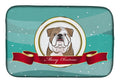 English Bulldog Merry Christmas Dish Drying Mat Absorbent Dish Drying Mat Pad for Kitchen Counter Dish Drainer Mat for Countertop, 14 x 21", Multicolor
