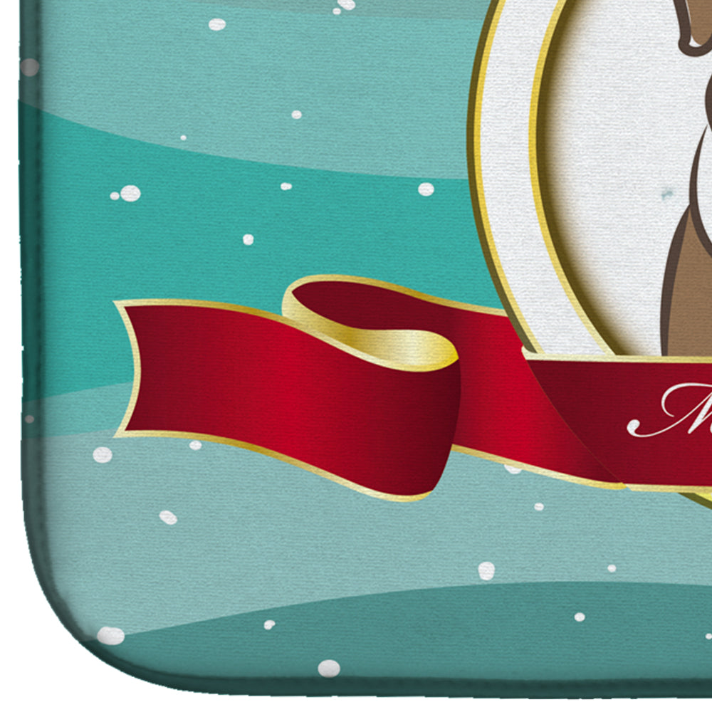 English Bulldog Merry Christmas Dish Drying Mat Absorbent Dish Drying Mat Pad for Kitchen Counter Dish Drainer Mat for Countertop, 14 x 21", Multicolor