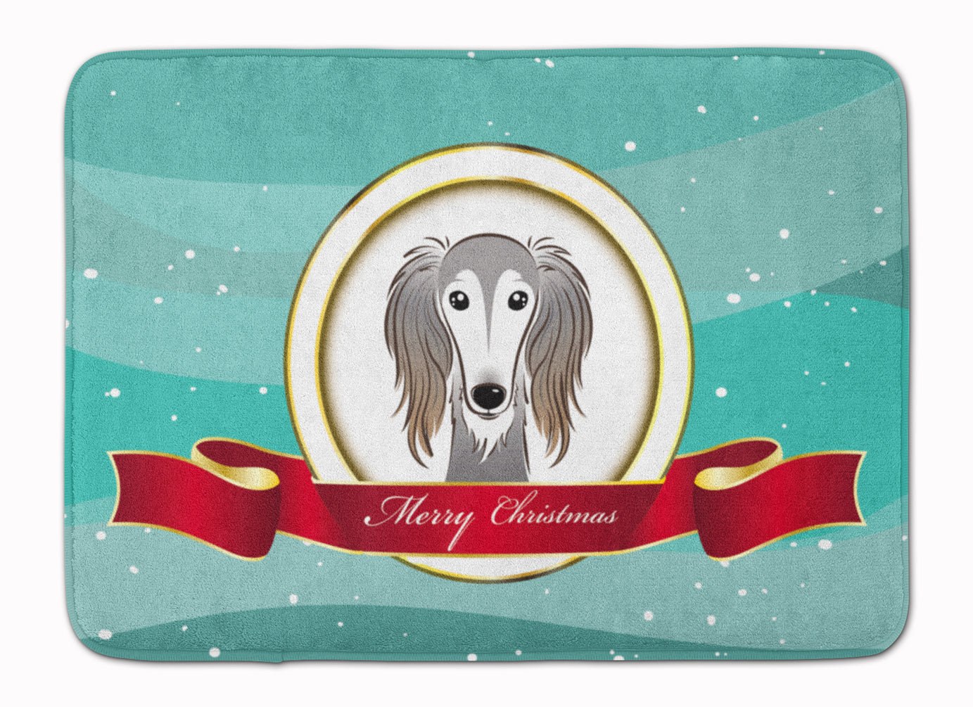Saluki Merry Christmas Memory Foam Kitchen Mat Machine Washable Anti-Fatigue Cushion Comfort Bath or Kitchen Rug