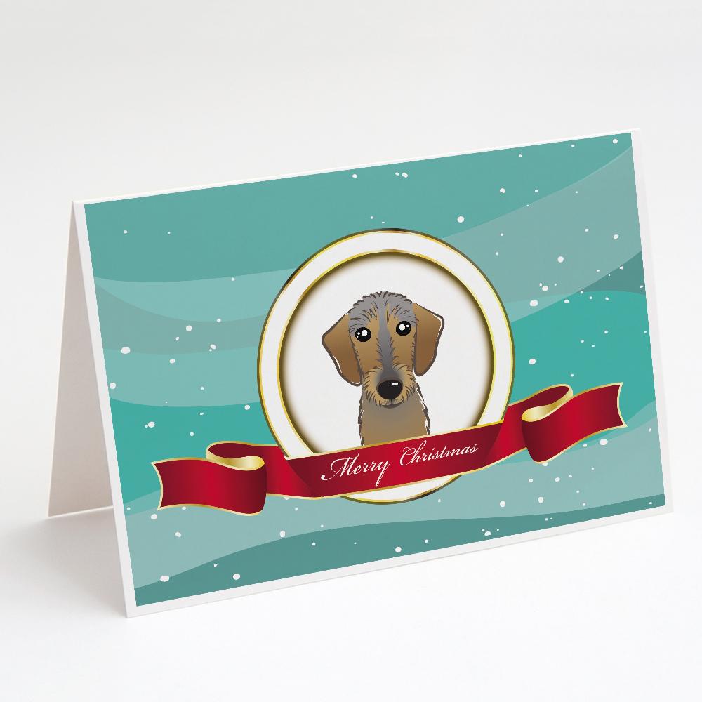Wirehaired Dachshund Merry Christmas Greeting Cards Pack of 8 Blank Cards with Envelopes Whimsical A7 Size 5x7