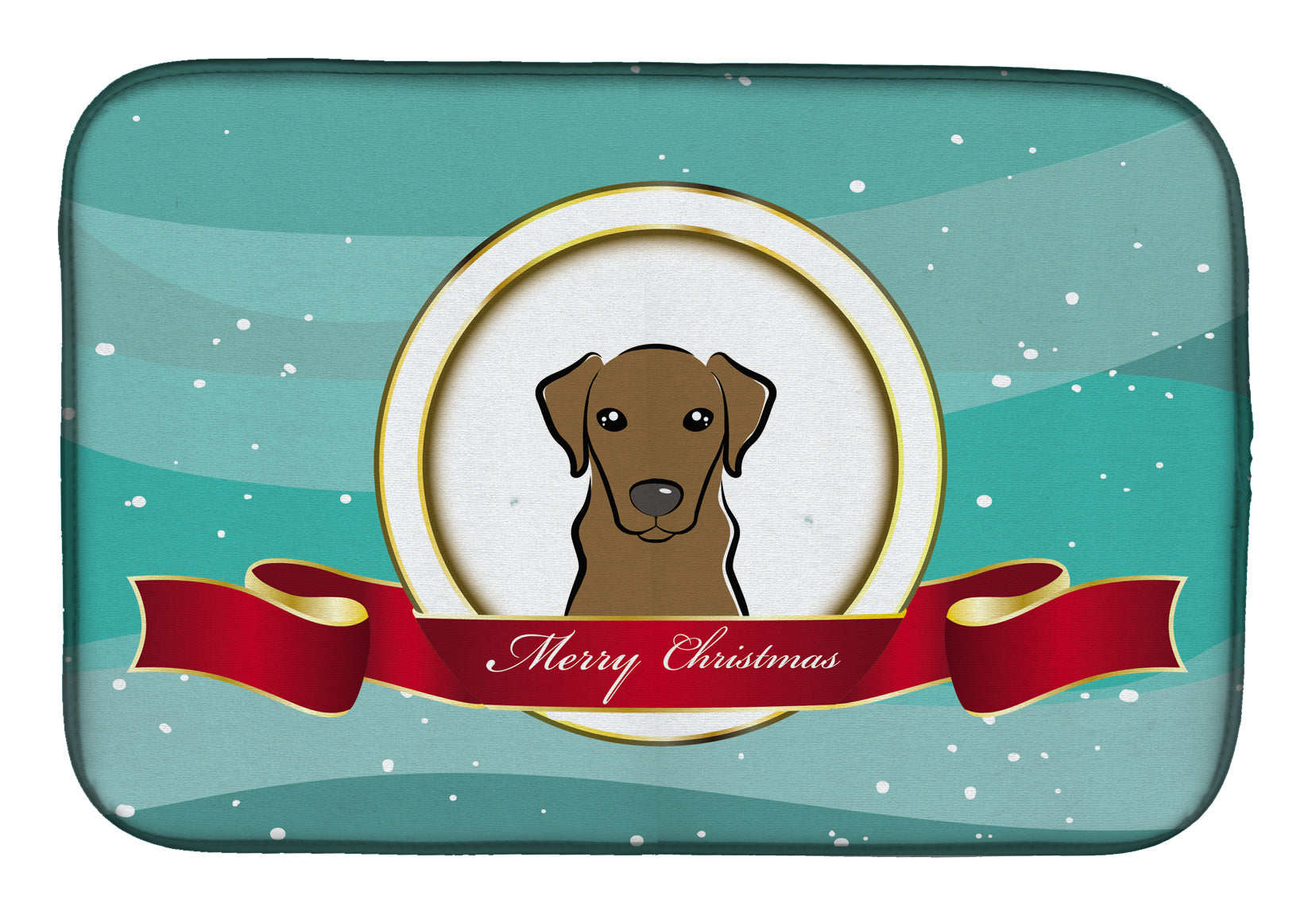 Chocolate Labrador Merry Christmas Dish Drying Mat Absorbent Dish Drying Mat Pad for Kitchen Counter Dish Drainer Mat for Countertop, 14 x 21", Multicolor