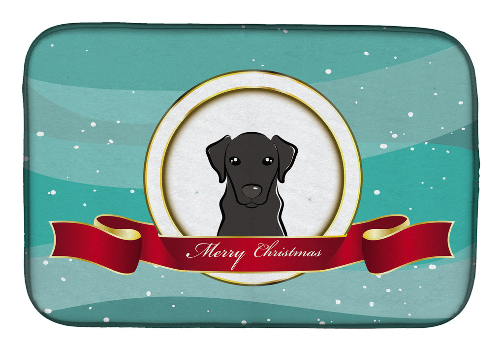 Black Labrador Merry Christmas Dish Drying Mat Absorbent Dish Drying Mat Pad for Kitchen Counter Dish Drainer Mat for Countertop, 14 x 21", Multicolor