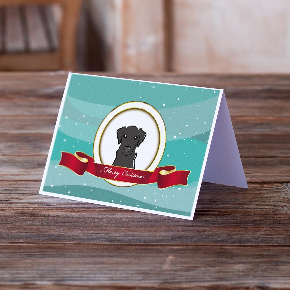 Black Labrador Merry Christmas Greeting Cards Pack of 8 Blank Cards with Envelopes Whimsical A7 Size 5x7