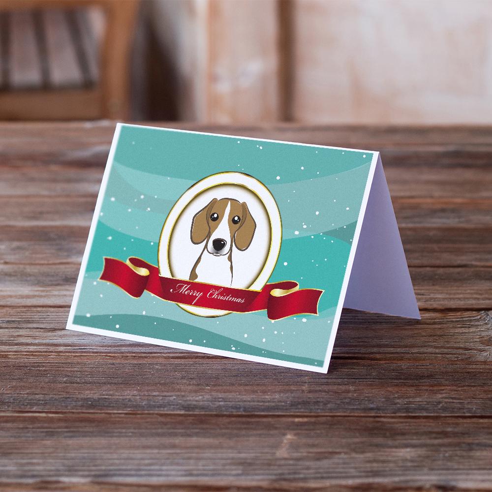 Beagle Merry Christmas Greeting Cards Pack of 8 Blank Cards with Envelopes Whimsical A7 Size 5x7