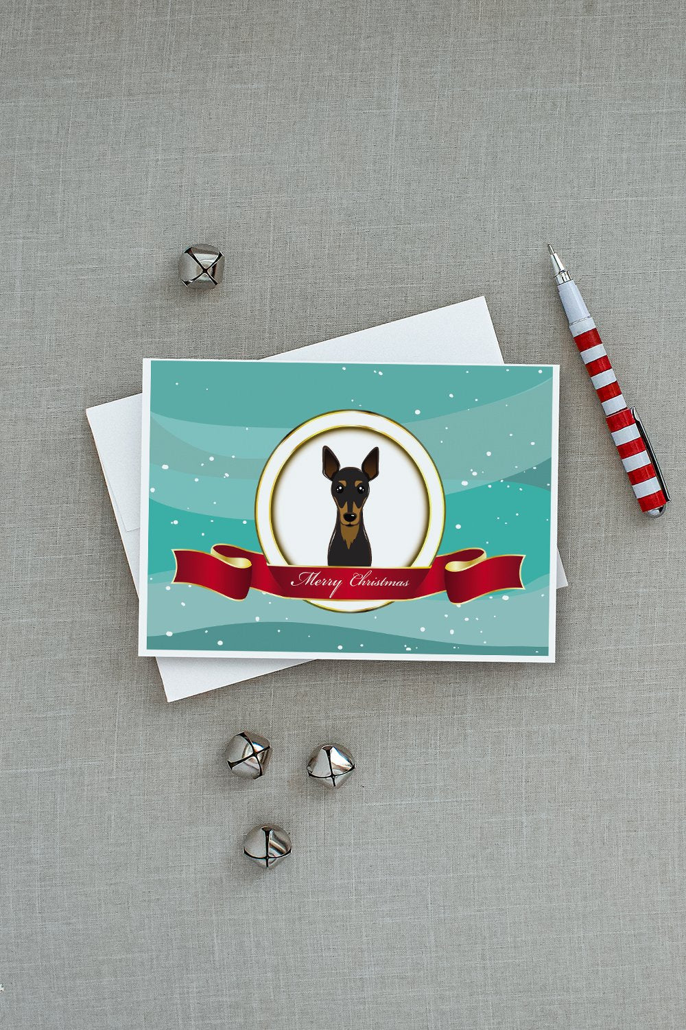 Min Pin Merry Christmas Greeting Cards Pack of 8 Blank Cards with Envelopes Whimsical A7 Size 5x7