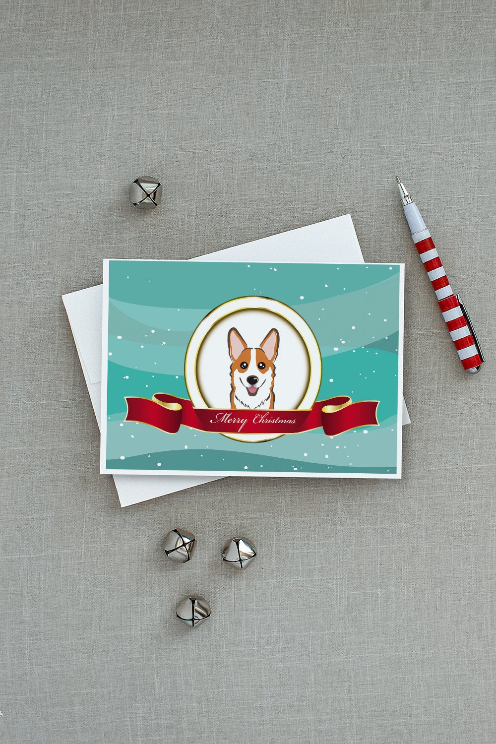 Red Corgi Merry Christmas Greeting Cards Pack of 8 Blank Cards with Envelopes Whimsical A7 Size 5x7