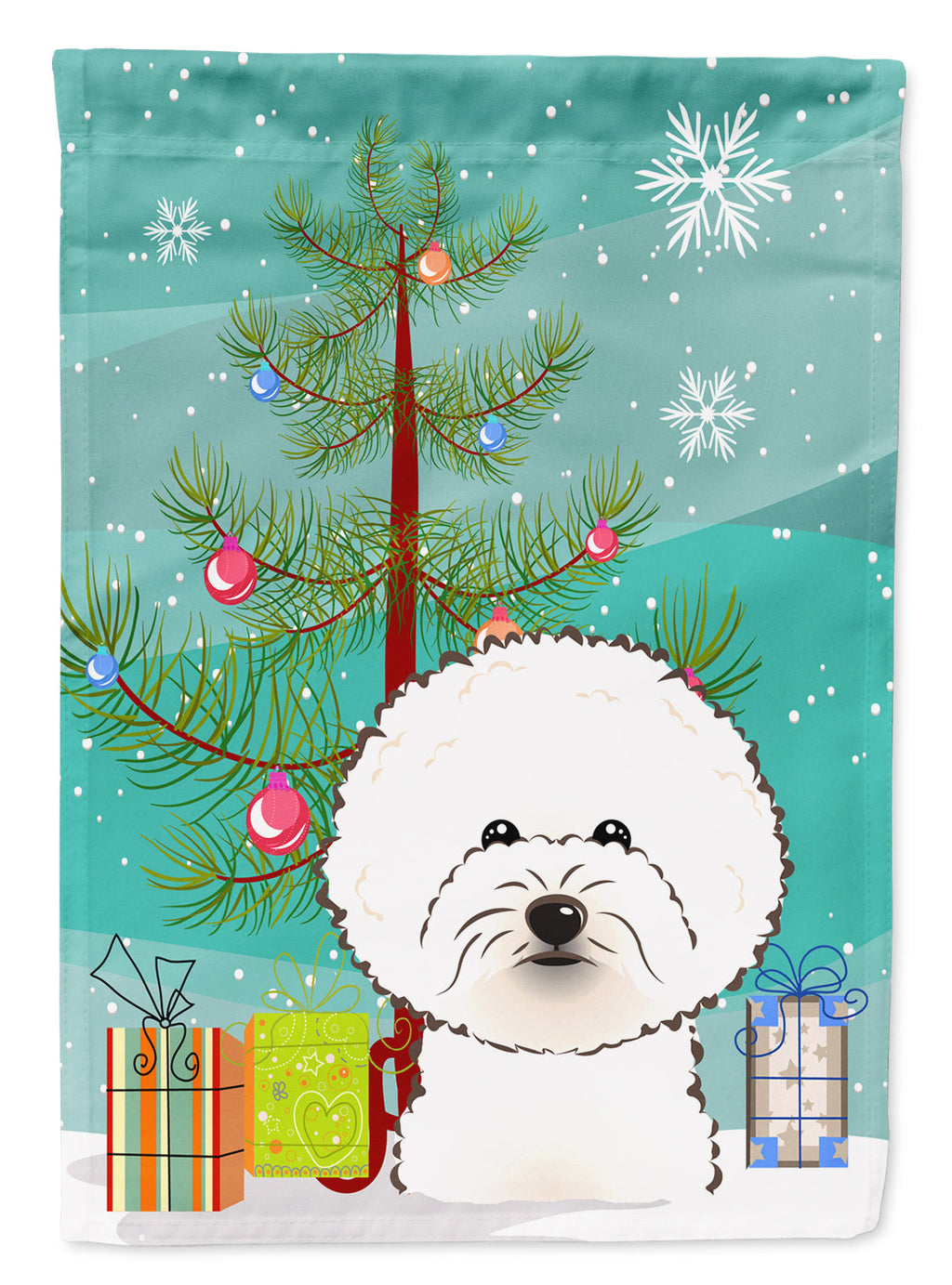 Christmas Tree and Bichon Frise Garden Flag Mailbox Decorative Yard Banner Outside Patio Artwork for Flower Beds, Garden Size, Multicolor