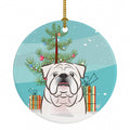 Christmas Tree and White English Bulldog  Ceramic Ornament Christmas Tree Hanging Decorations for Home Christmas Holiday, Party, Gift, 3 in, Multicolor