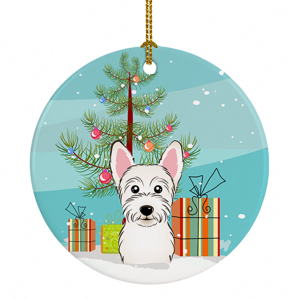 Christmas Tree and Westie Ceramic Ornament Christmas Tree Hanging Decorations for Home Christmas Holiday, Party, Gift, 3 in, Multicolor