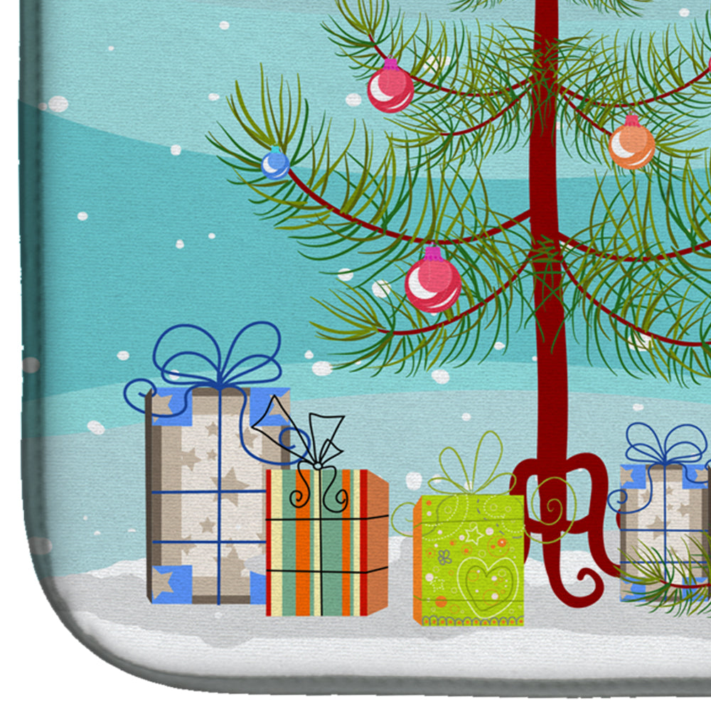 Christmas Tree and Westie Dish Drying Mat Absorbent Dish Drying Mat Pad for Kitchen Counter Dish Drainer Mat for Countertop, 14 x 21", Multicolor