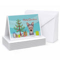 Christmas Tree and Yorkie Puppy Greeting Cards Pack of 8 Blank Cards with Envelopes Whimsical A7 Size 5x7