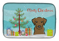 Christmas Tree and Chocolate Labrador Dish Drying Mat Absorbent Dish Drying Mat Pad for Kitchen Counter Dish Drainer Mat for Countertop, 14 x 21", Multicolor