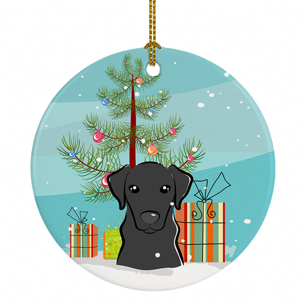 Christmas Tree and Black Labrador Ceramic Ornament Christmas Tree Hanging Decorations for Home Christmas Holiday, Party, Gift, 3 in, Multicolor