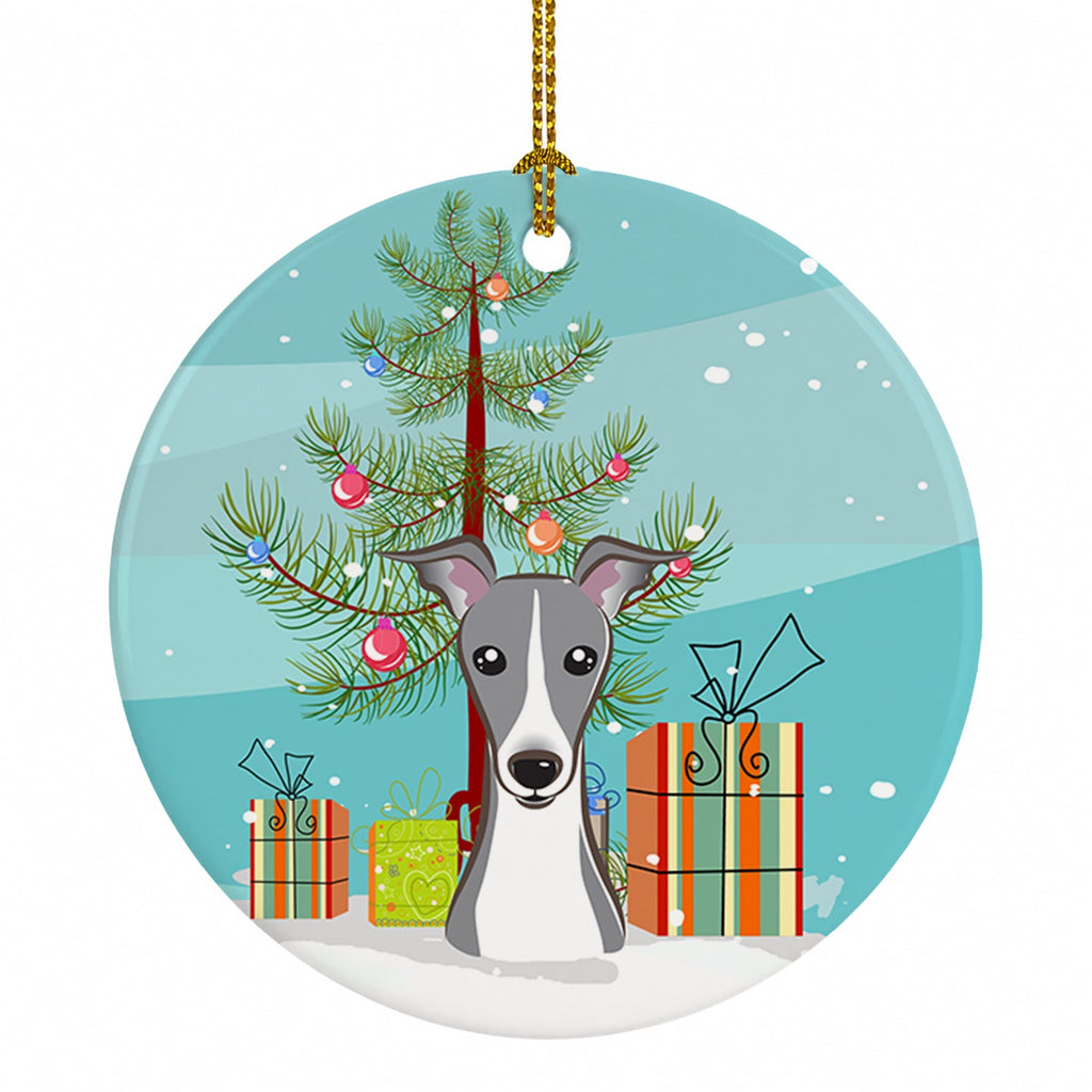 Christmas Tree and Italian Greyhound Ceramic Ornament Christmas Tree Hanging Decorations for Home Christmas Holiday, Party, Gift, 3 in, Multicolor