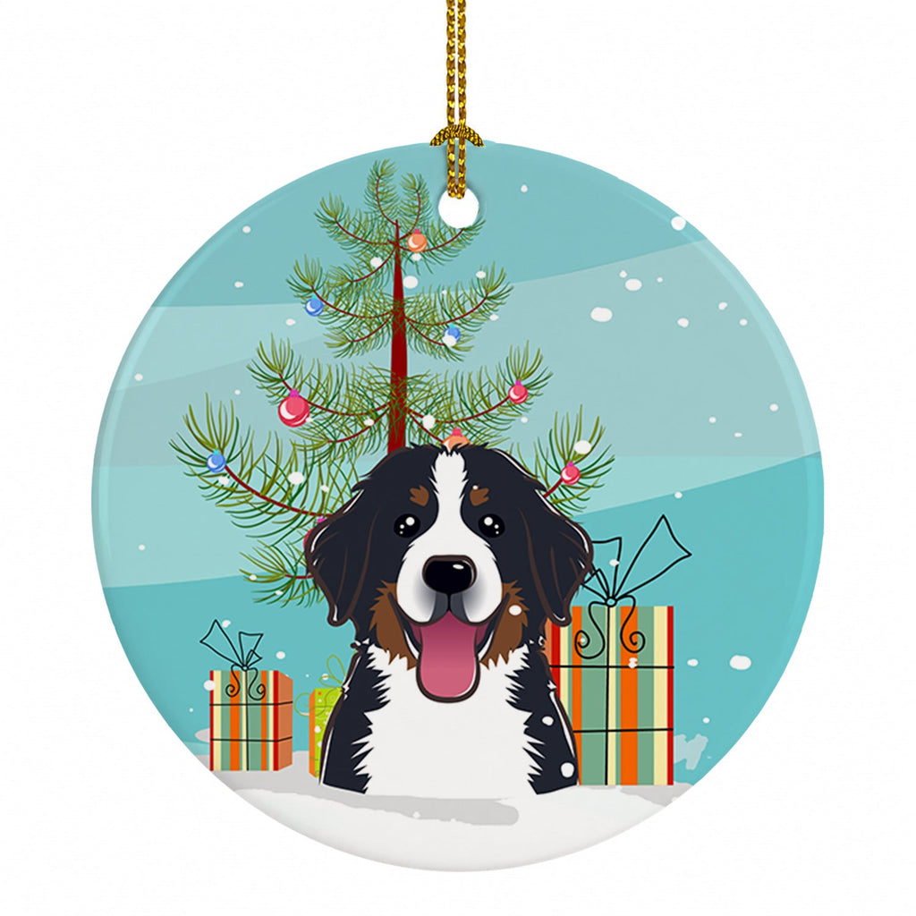 Christmas Tree and Bernese Mountain Dog Ceramic Ornament Christmas Tree Hanging Decorations for Home Christmas Holiday, Party, Gift, 3 in, Multicolor