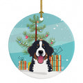 Christmas Tree and Bernese Mountain Dog Ceramic Ornament Christmas Tree Hanging Decorations for Home Christmas Holiday, Party, Gift, 3 in, Multicolor