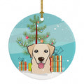 Christmas Tree and Golden Retriever Ceramic Ornament Christmas Tree Hanging Decorations for Home Christmas Holiday, Party, Gift, 3 in, Multicolor