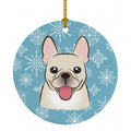Snowflake French Bulldog Ceramic Ornament Christmas Tree Hanging Decorations for Home Christmas Holiday, Party, Gift, 3 in, Multicolor