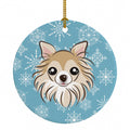 Snowflake Chihuahua Ceramic Ornament Christmas Tree Hanging Decorations for Home Christmas Holiday, Party, Gift, 3 in, Multicolor