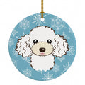 Snowflake White Poodle Ceramic Ornament Christmas Tree Hanging Decorations for Home Christmas Holiday, Party, Gift, 3 in, Multicolor