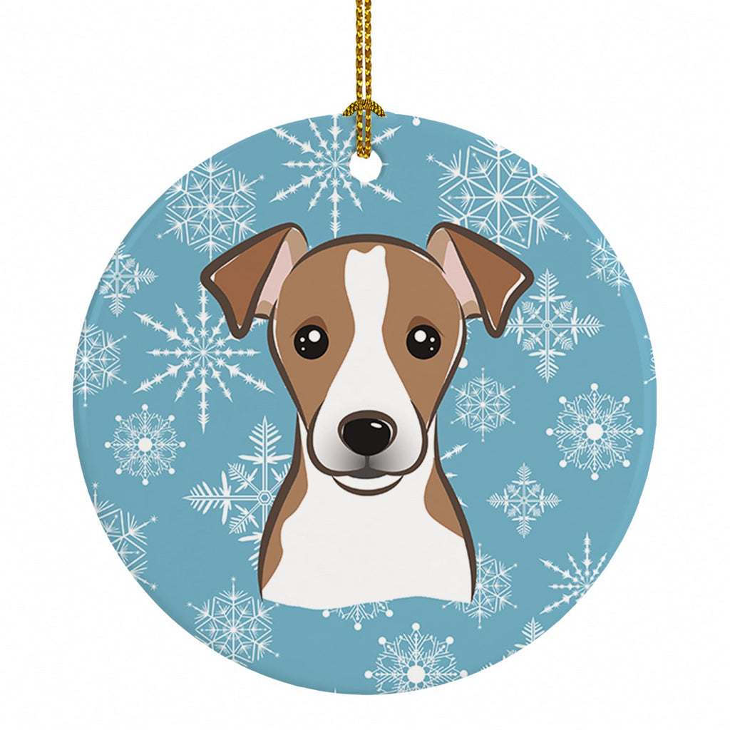 Snowflake Jack Russell Terrier Ceramic Ornament Christmas Tree Hanging Decorations for Home Christmas Holiday, Party, Gift, 3 in, Multicolor