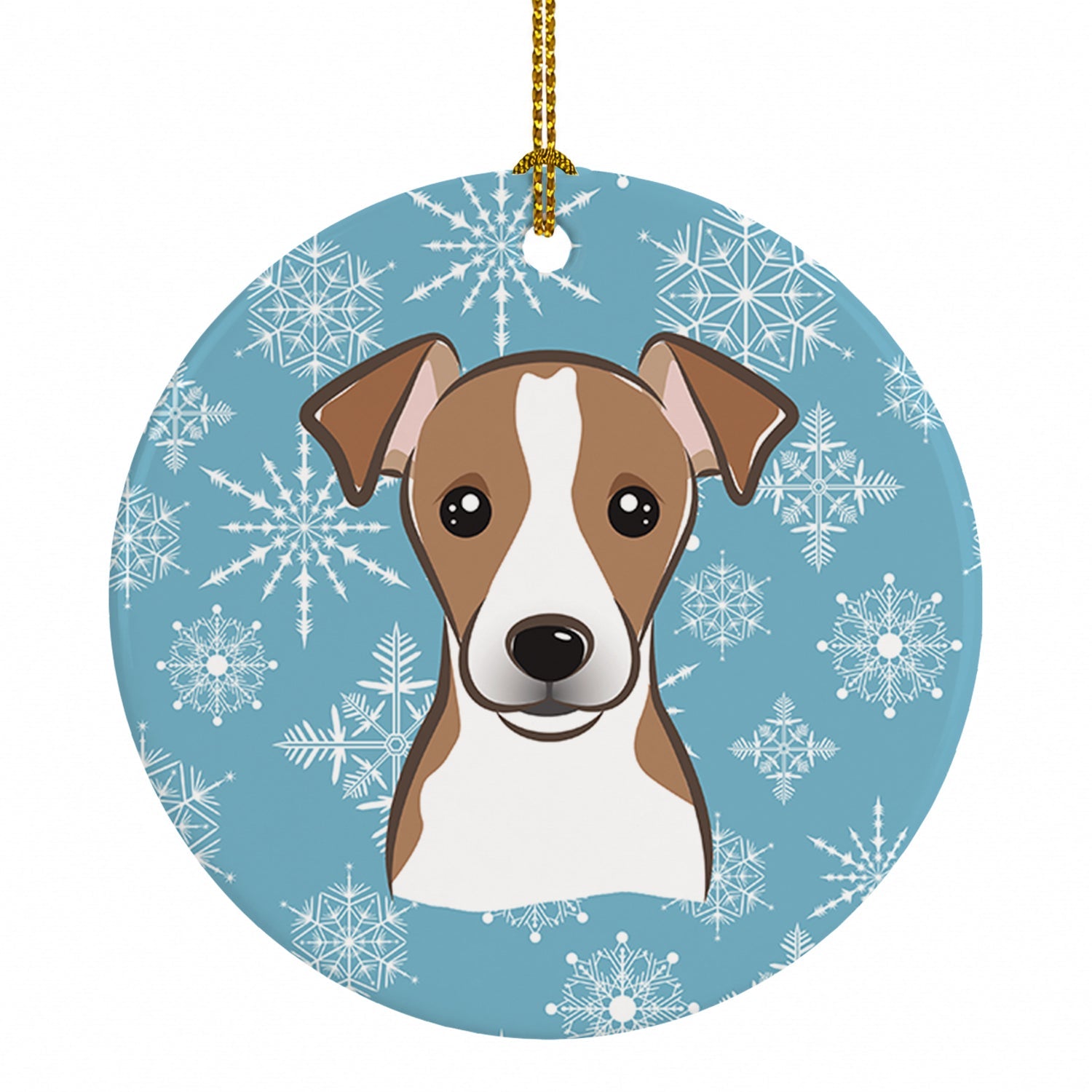 Snowflake Jack Russell Terrier Ceramic Ornament Christmas Tree Hanging Decorations for Home Christmas Holiday, Party, Gift, 3 in, Multicolor