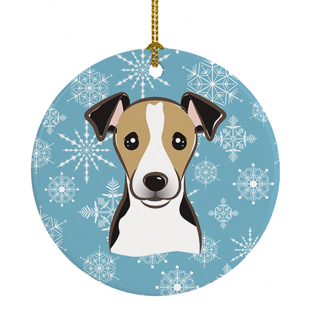 Snowflake Jack Russell Terrier Ceramic Ornament Christmas Tree Hanging Decorations for Home Christmas Holiday, Party, Gift, 3 in, Multicolor
