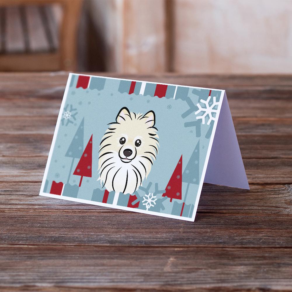Winter Holiday Pomeranian Greeting Cards Pack of 8 Blank Cards with Envelopes Whimsical A7 Size 5x7
