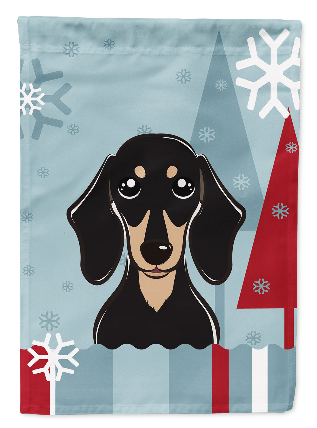 Winter Holiday Smooth Black and Tan Dachshund Garden Flag Mailbox Decorative Yard Banner Outside Patio Artwork for Flower Beds, Garden Size, Multicolor