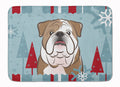 Winter Holiday English Bulldog Memory Foam Kitchen Mat Machine Washable Anti-Fatigue Cushion Comfort Bath or Kitchen Rug