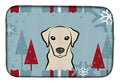 Winter Holiday Yellow Labrador Dish Drying Mat Absorbent Dish Drying Mat Pad for Kitchen Counter Dish Drainer Mat for Countertop, 14 x 21", Multicolor