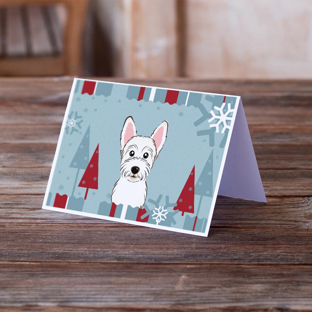 Winter Holiday Westie Greeting Cards Pack of 8 Blank Cards with Envelopes Whimsical A7 Size 5x7