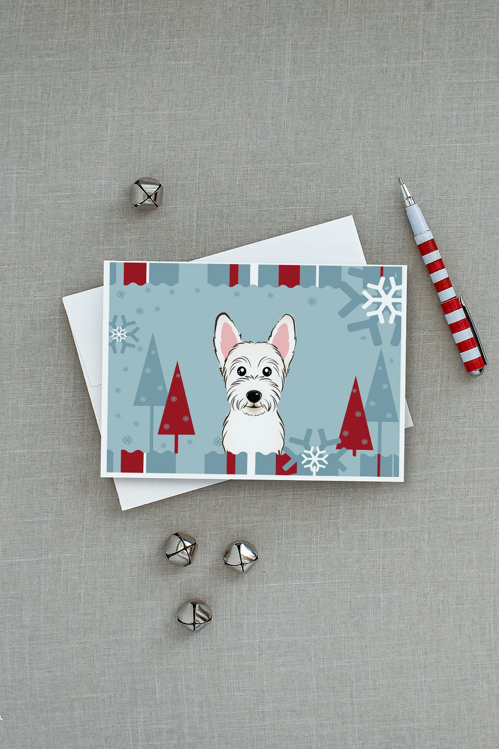 Winter Holiday Westie Greeting Cards Pack of 8 Blank Cards with Envelopes Whimsical A7 Size 5x7