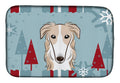 Winter Holiday Borzoi Dish Drying Mat Absorbent Dish Drying Mat Pad for Kitchen Counter Dish Drainer Mat for Countertop, 14 x 21", Multicolor