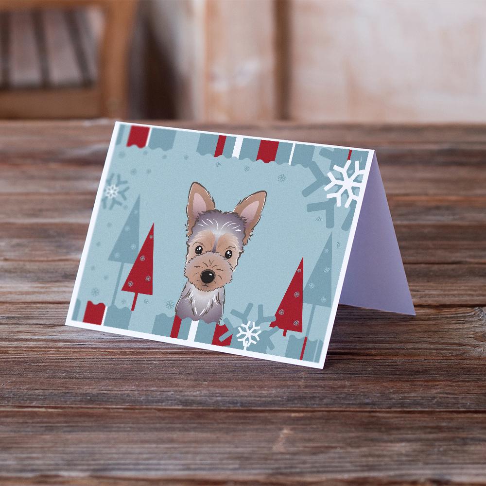 Winter Holiday Yorkie Puppy Greeting Cards Pack of 8 Blank Cards with Envelopes Whimsical A7 Size 5x7