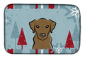 Winter Holiday Chocolate Labrador Dish Drying Mat Absorbent Dish Drying Mat Pad for Kitchen Counter Dish Drainer Mat for Countertop, 14 x 21", Multicolor