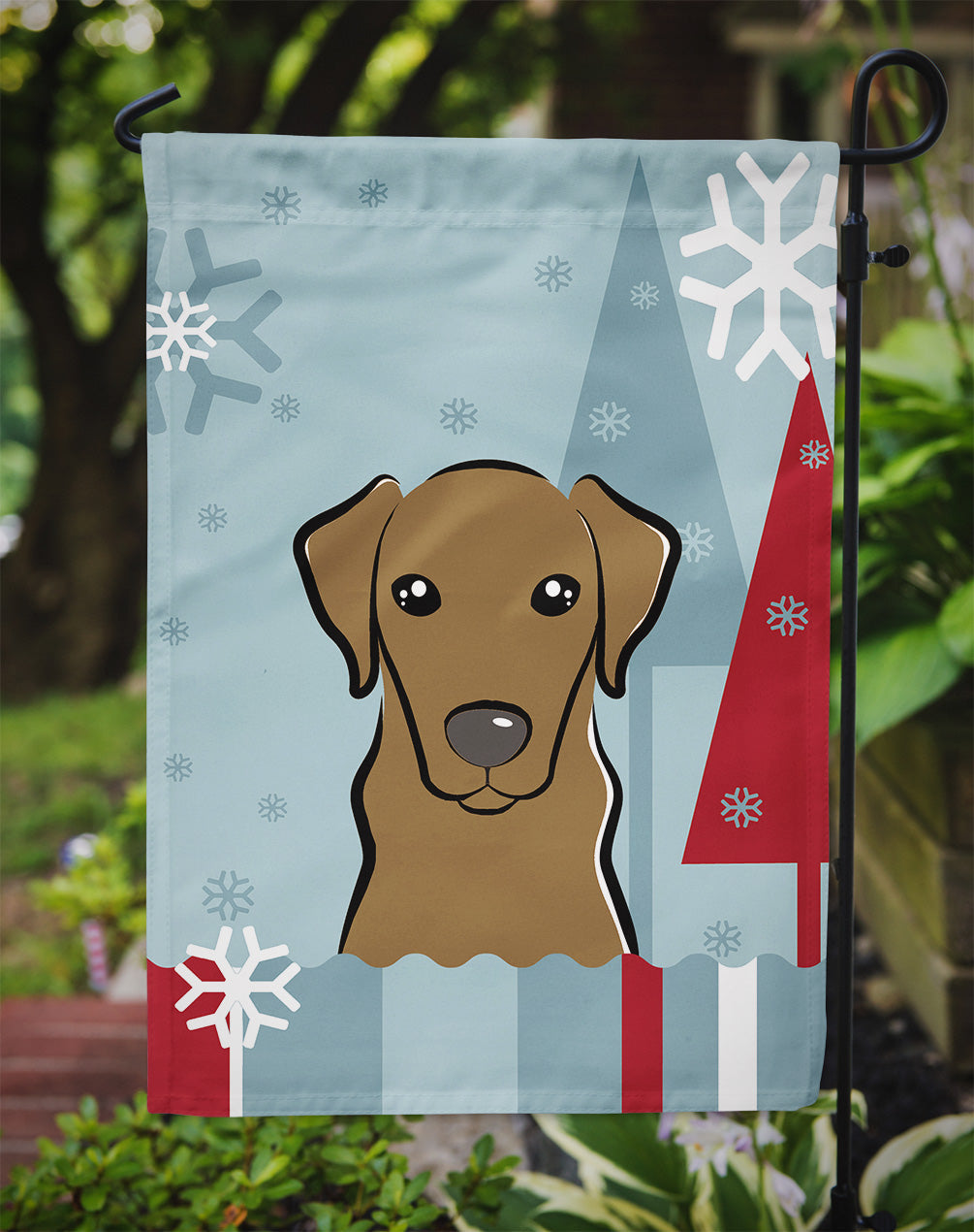 Winter Holiday Chocolate Labrador Garden Flag Mailbox Decorative Yard Banner Outside Patio Artwork for Flower Beds, Garden Size, Multicolor