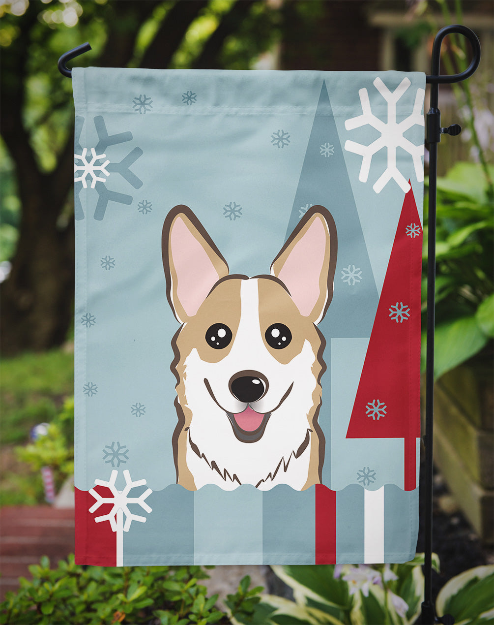 Winter Holiday Sable Corgi Garden Flag Mailbox Decorative Yard Banner Outside Patio Artwork for Flower Beds, Garden Size, Multicolor