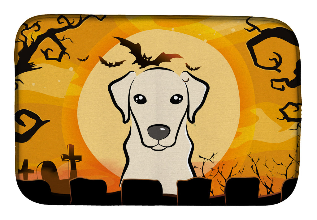 Halloween Yellow Labrador Dish Drying Mat Absorbent Dish Drying Mat Pad for Kitchen Counter Dish Drainer Mat for Countertop, 14 x 21", Multicolor