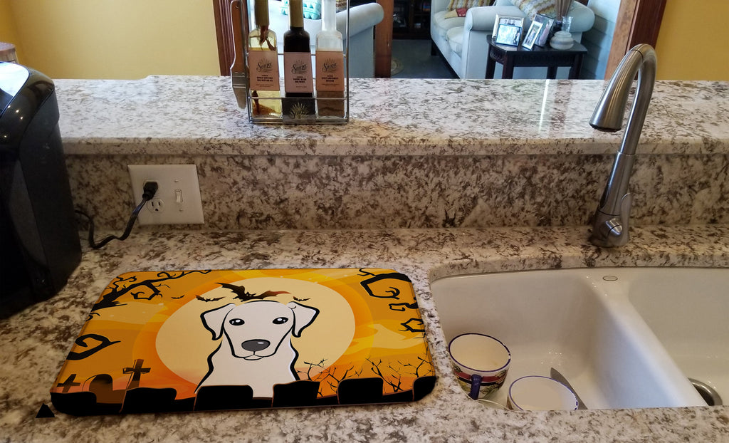 Halloween Yellow Labrador Dish Drying Mat Absorbent Dish Drying Mat Pad for Kitchen Counter Dish Drainer Mat for Countertop, 14 x 21", Multicolor