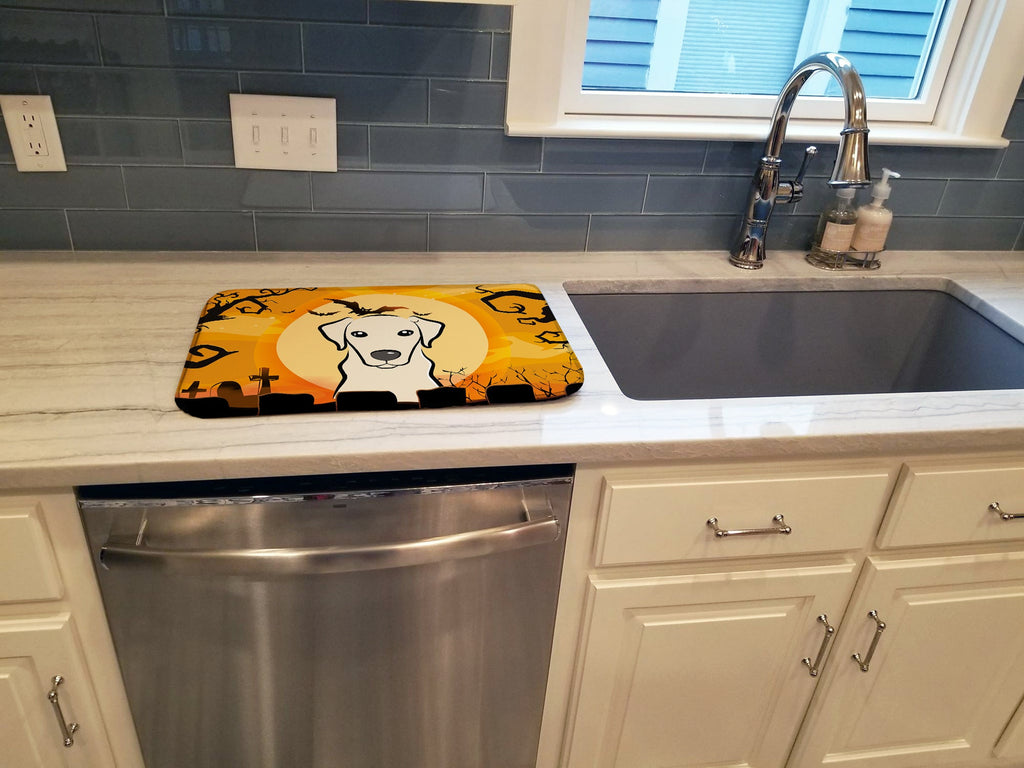 Halloween Yellow Labrador Dish Drying Mat Absorbent Dish Drying Mat Pad for Kitchen Counter Dish Drainer Mat for Countertop, 14 x 21", Multicolor