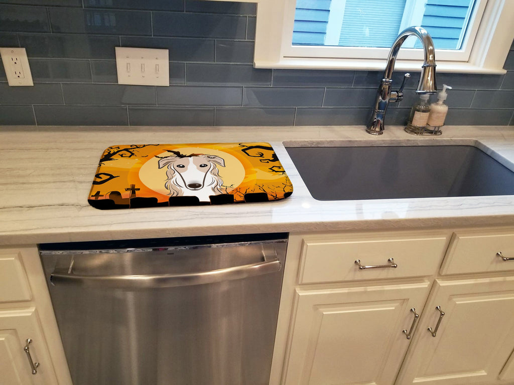 Halloween Borzoi Dish Drying Mat Absorbent Dish Drying Mat Pad for Kitchen Counter Dish Drainer Mat for Countertop, 14 x 21", Multicolor