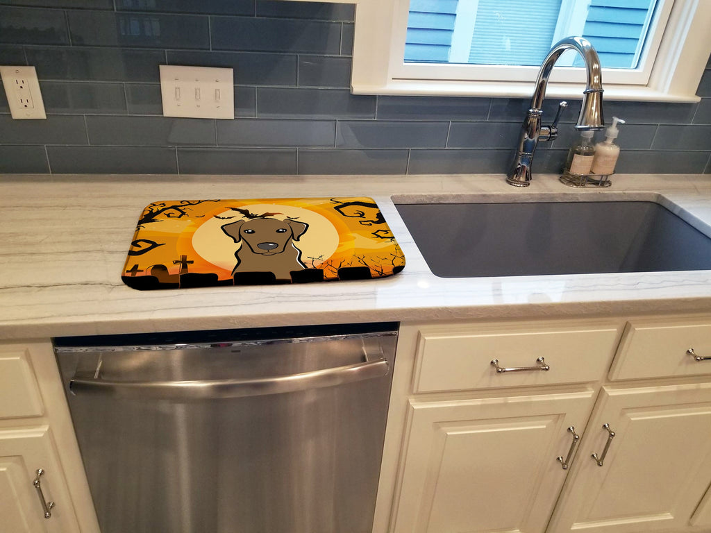 Halloween Chocolate Labrador Dish Drying Mat Absorbent Dish Drying Mat Pad for Kitchen Counter Dish Drainer Mat for Countertop, 14 x 21", Multicolor