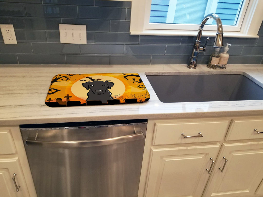 Halloween Black Labrador Dish Drying Mat Absorbent Dish Drying Mat Pad for Kitchen Counter Dish Drainer Mat for Countertop, 14 x 21", Multicolor