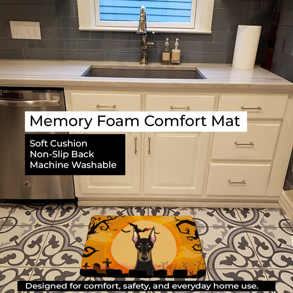 Halloween Doberman Memory Foam Kitchen Mat Machine Washable Anti-Fatigue Cushion Comfort Bath or Kitchen Rug