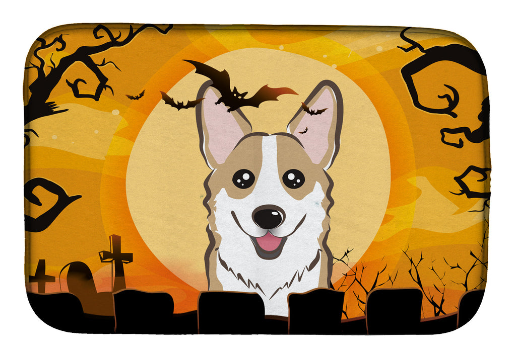 Halloween Sable Corgi Dish Drying Mat Absorbent Dish Drying Mat Pad for Kitchen Counter Dish Drainer Mat for Countertop, 14 x 21", Multicolor