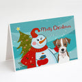 Snowman with Jack Russell Terrier Greeting Cards Pack of 8 Blank Cards with Envelopes Whimsical A7 Size 5x7